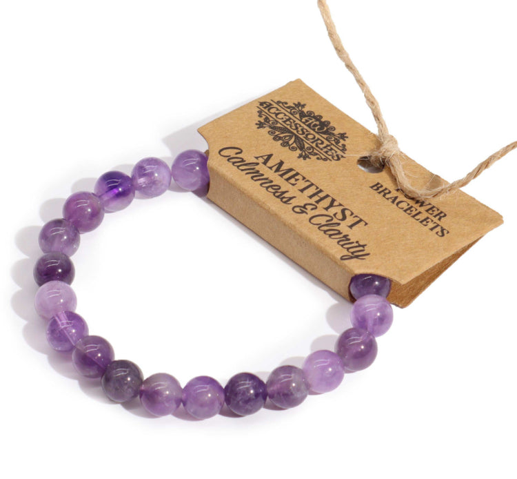 Power bracelet - round bead - Amethyst