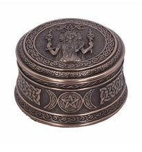 Load image into Gallery viewer, Triple moon goddess bronzed trinket pot 9.5cm
