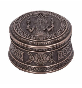 Triple moon goddess bronzed trinket pot 9.5cm