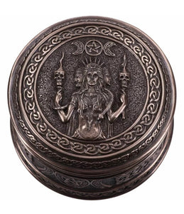 Triple moon goddess bronzed trinket pot 9.5cm