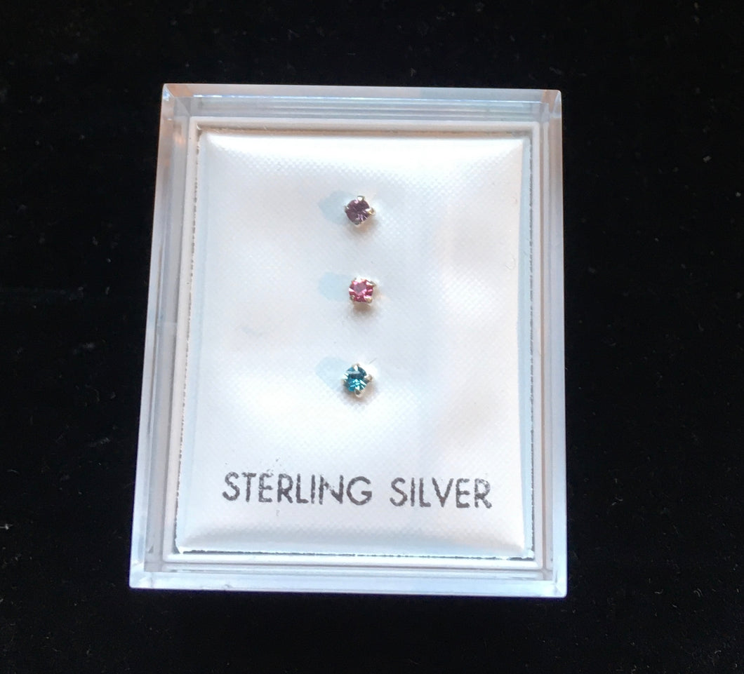 Set of 3  silver nose studs